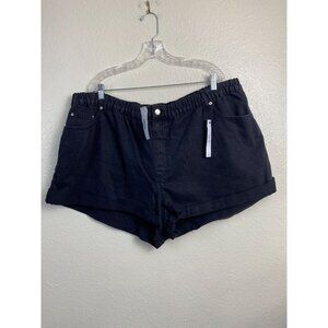 NEW Asos Black Elastic Waist Curve Jean Shorts Womens Plus size‎ 22 Cotton